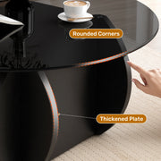 Hawsaiy Round Glass Coffee Table with Tempered Glass Top and Wood Base, Modern 30