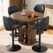 Hawsaiy Swivel Bar Stools Set of 2/4, Adjustable Height Faux Leather Bar Stools with Back, Double-Layer Upholstered Counter Height Bar Chairs for Kitchen Island