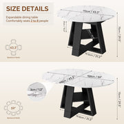 Hawsaiy 43.3-59 in Extendable Oval Dining Table for 4-6, Space-Saving Round Kitchen Table with Hidden Leaf Storage & Bottom Shelf for Small Space