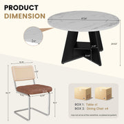 Hawsaiy 5 Piece Round Dining Table Set for 4, 47.3