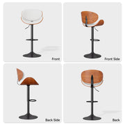 Nalupatio Swivel Bar Stools Set of 2, PU Leather Upholstered Bentwood Barstools with Back & Footrest,Seat Adjustable Height 23.5-32.5IN Counter Height Bar Chairs for Bar Kitchen Dining Room,Black