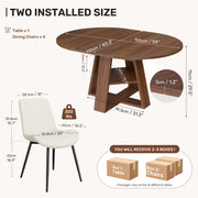 Hawsaiy Extendable Round to Oval Dining Table Set for 4–6, Space-Saving Wooden Table with Hidden Storage, Expandable Dining Table with Upholstered Chairs