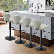 Nalupatio Bar Stools,PU Leather Adjustable Swivel Barstools Kitchen Counter Height Bar Stools, Hydraulic for Kitchen Counter Height, Square Island Backed Bar Stools,Black,Set of 2