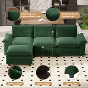 Nalupatio Sectional Sofa with Ottoman, L Shaped Modular Couch Set for Living Room, Comfy Cloud Sleeper Couch, Upholstered Furniture Corduroy Sofa Khaki