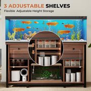 Hawsaiy  Fish Tank Stand with Power Outlet, Fits Up to 100 Gallon Aquarium, 800 lbs Capacity, Sliding Barn Doors, Adjustable Shelves, Storage for Fish Supplies, ETL Certified, Brown