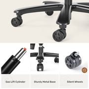 Hawsaiy Genuine Leather Office Chair with Solid Wood, Eames Style Swivel Ergonomic Desk Chair with Silent Wheels，Black