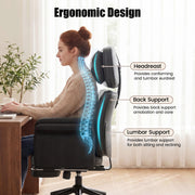 Hawsaiy Criss Cross Office Chair with Flip-Up Armrests and Headrest, 135° Reclining Executive Desk Chair with Side Pockets, Cross Legged Office Chair with Footrest & Wide Seat