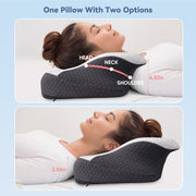 Hawsaiy 1/2 Pack Ergonomic Contour Memory Foam Pillow for Neck and Shoulder Pain Relief, Orthopedic Cervical Support Pillow with Washable Pillowcase, for Side, Back, and Stomach Sleepers
