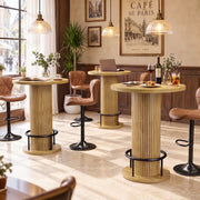 Hawsaiy Bar Table and Chairs Set for 2, 3-Piece Pub Table Set with 2 Adjustable Swivel Bar Stools, Counter Height Dining Table Set for Kitchen, Apartment, Home Bar, Small Space