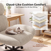 Hawsaiy Criss Cross Office Chair with Flip-Up Arms, Wide Seat Desk Chair with Adjustable Headrest, 135° Reclining Ergonomic Office Chair with Plush Fabric Cushion
