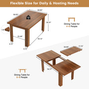 Hawsaiy Extendable Dining Table Set for 6, Upholstered Dining Chairs, Farmhouse Kitchen Dining Room Set, Hidden Leaf Dining Table Seats 6-8