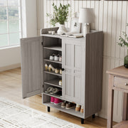 Hawsaiy Entrance Shoe Cabinet with Doors, 6-Tier Farmhouse Shoe Storage Organizer with Adjustable Shelves, Holds 18-24 Pairs, Entryway Shoe Rack Cabinet with Metal Legs