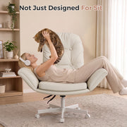Hawsaiy Criss Cross Office Chair with Flip-Up Arms, Ergonomic Cross Legged Desk Chair, PU Leather Executive Computer Chair, 135° Reclining Plush Cushion, Pet-Friendly