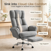 Hawsaiy Cross Legged Office Chair with Flip Armrests，Big and Tall Executive Office Chair, 135° Reclining Criss Cross Chair with Footrest & Lumbar Pillow