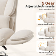 Hawsaiy Big and Tall Office Chair, Flip Armrests with Side Pockets, Comfy Criss Cross Office Chair with Extra-Wide Plush Seat, 150° Reclining Executive Office Chair, Chenille Upholstery