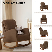 Nalupatio Rocking Chair Nursery, Reading Chair, Glider Accent Chair, Rocking Accent Chair with Wood Legs for Living Room, Bedroom Brown Coffee