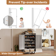 Hawsaiy Entrance Shoe Cabinet with Doors, 6-Tier Farmhouse Shoe Storage Organizer with Adjustable Shelves, Holds 18-24 Pairs, Entryway Shoe Rack Cabinet with Metal Legs