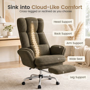 Hawsaiy Cross Legged Office Chair with Flip Armrests，Big and Tall Executive Office Chair, 135° Reclining Criss Cross Chair with Footrest & Lumbar Pillow