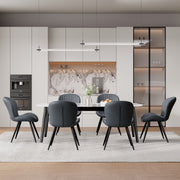 Hawsaiy Modern Dining Room Chairs Set of 2/4/6, Upholstered Kitchen Dinner Chair Fabric and Curved Backrest Kitchen Chairs Dark Grey