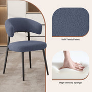 Hawsaiy Dining Chairs Set of 2/4/6, Mid Century Modern Boucle Upholstered Dining Chairs with Curved Backrest, Kitchen Dining Room Chairs with Black Metal Legs