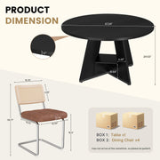Hawsaiy 5 Piece Round Dining Table Set for 4, 47.3