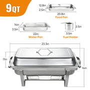 Hawsaiy Chafing Dishes for Buffet 4 Pack, 9QT Full Size Rectangular Chafing Dish Buffet Set, Stainless Steel Chafers and Buffet Warmers Set, Food Warmers for Parties, Weddings, Banquets, Catering Events