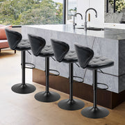 Nalupatio Bar Stools,PU Leather Adjustable Swivel Barstools Kitchen Counter Height Bar Stools, Hydraulic for Kitchen Counter Height, Square Island Backed Bar Stools,Black,Set of 2