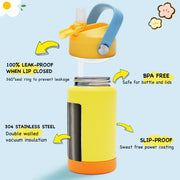 Hawsaiy 12oz Kids Insulated Water Bottle with Straw Lid, Leak-Proof Stainless Steel BPA-Free for School Boys and Girls