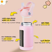 Hawsaiy 12oz Kids Insulated Water Bottle with Straw Lid, Leak-Proof Stainless Steel BPA-Free for School Boys and Girls