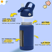 Hawsaiy 12oz Kids Insulated Water Bottle with Straw Lid, Leak-Proof Stainless Steel BPA-Free for School Boys and Girls