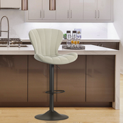 Nalupatio Modern Bar Stools Set of 2 Faux Leather Upholstered Swivel Barstools,Black