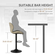 Nalupatio Bar Stools Set of 2 Modern Swivel Bar Chairs, Barstools Counter Height with High Backrest, Easy 3-5 Minute Assembly for Bar, Kitchen, Dining Room Beige