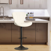 Nalupatio Modern Bar Stools Set of 2 Faux Leather Upholstered Swivel Barstools,Black