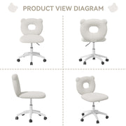 Hawsaiy Bear Kids Desk Chair with Wheels& Back, Adjustable Armless Child Study Chair, Cute PU Leather Office Chair, Vanity Makeup Chair for Girl & Lady in Bedroom Reading Living Room,Umber