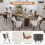 Hawsaiy Rattan Dining Chairs Set of 2, Upholstered Cane Back Kitchen Chairs with Metal Legs & Throw Pillow, Mid Century Modern Farmhouse Dining Room Chairs