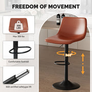 Hawsaiy Modern Swivel Bar Stools Set of 2/4, Adjustable Faux Leather Counter Height Chairs with Back for Kitchen Island