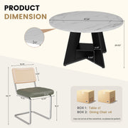 Hawsaiy 5 Piece Round Dining Table Set for 4, 47.3