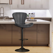 Nalupatio Modern Bar Stools Set of 2 Faux Leather Upholstered Swivel Barstools,Black