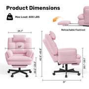 Hawsaiy Big and Tall Office Chair with Footrest, Ergonomic Executive Desk Chair with Flip-Up Arms, Reclining High Back Computer Chair with Headrest & Side Pockets
