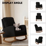 Nalupatio Rocking Chair Nursery, Reading Chair, Glider Accent Chair, Rocking Accent Chair with Wood Legs for Living Room, Bedroom Brown Coffee