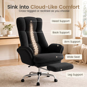 Hawsaiy Cross Legged Office Chair with Flip Armrests，Big and Tall Executive Office Chair, 135° Reclining Criss Cross Chair with Footrest & Lumbar Pillow