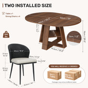 Hawsaiy Extendable Round to Oval Dining Table Set for 4, Space-Saving Wooden Table with Hidden Storage, Expandable Dining Table with Faux Leather Chairs
