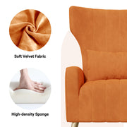 Nalupatio Velvet Fabric Upholstered Reading Comfy Mid Century Modern Armchair with Metal Legs and Spring Support, Accent Chair for Living Room,Beige