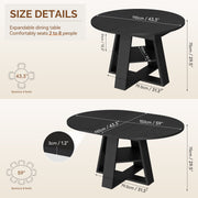 Hawsaiy 43.3-59 in Extendable Oval Dining Table for 4-6, Space-Saving Round Kitchen Table with Hidden Leaf Storage & Bottom Shelf for Small Space