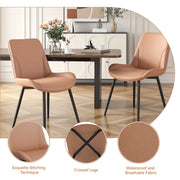Hawsaiy PU Leather Dining Chairs Set of 2/4/6, Upholstered Kitchen Chairs with Crossed Metal Legs, Armless Side Chairs for Dining Room, Kitchen, Living Room