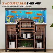 Hawsaiy  Fish Tank Stand with Power Outlet, Fits Up to 100 Gallon Aquarium, 800 lbs Capacity, Sliding Barn Doors, Adjustable Shelves, Storage for Fish Supplies, ETL Certified, Brown