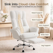 Hawsaiy Cross Legged Office Chair with Flip Armrests，Big and Tall Executive Office Chair, 135° Reclining Criss Cross Chair with Footrest & Lumbar Pillow