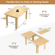 Hawsaiy Extendable Dining Table Set for 6, Upholstered Dining Chairs, Farmhouse Kitchen Dining Room Set, Hidden Leaf Dining Table Seats 6-8