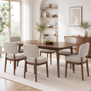 Hawsaiy Wooden Dining Chairs Set of 2/4/6, Boucle Upholstered Dining Room Chairs with Solid Wood Legs, Mid Century Modern Kitchen Chairs, Farmhouse Side Chairs with Back for Dining Room