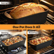 Hawsaiy 3.2 QT Cast Iron Bread Baking Dutch Oven with Lid & Accessories Set, Rectangular Non-Stick Bread Pan with Handles, Suitable for All Stoves, Baking Stewing Roasting
